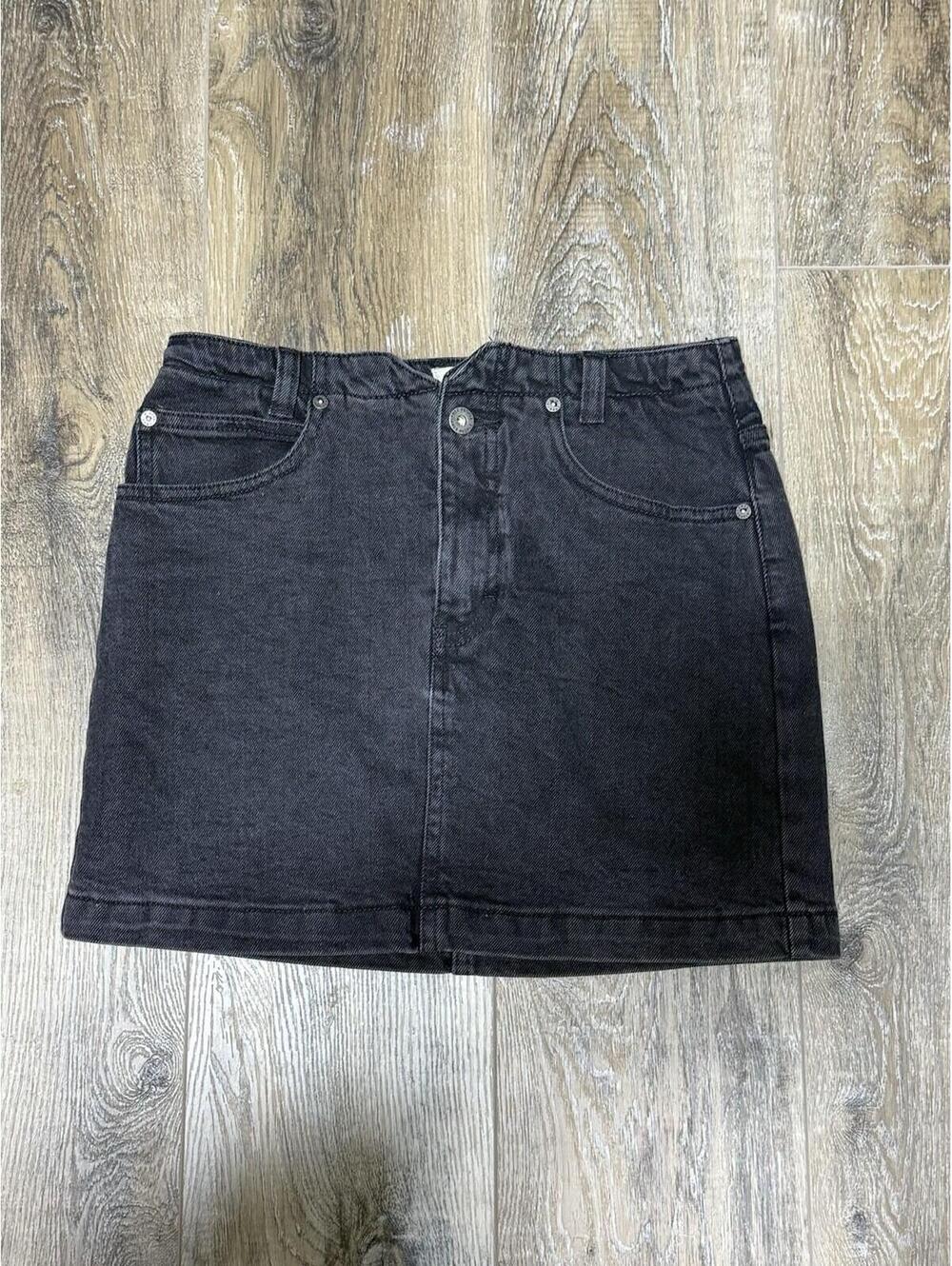 Free People We The Free Denim Mini Skirt Faded Black 27 Boho Festival Western